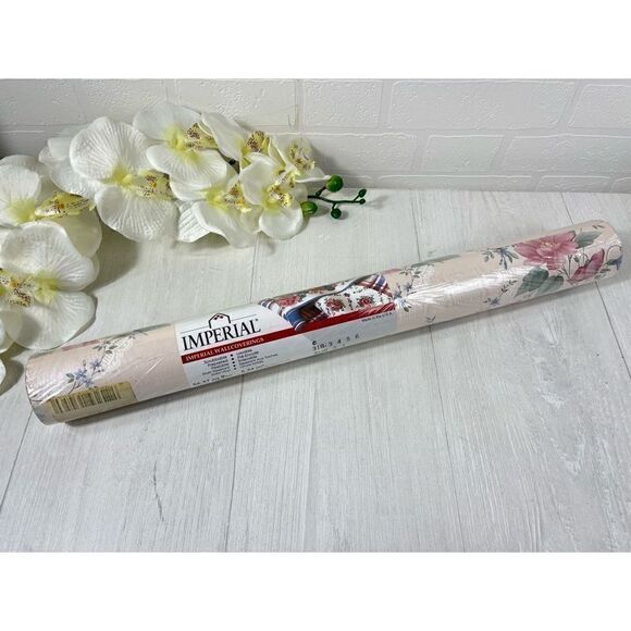 Vintage Pink Floral Wallpaper Roll 20.5inX11yds - Picture 1 of 7